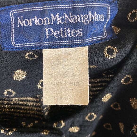 VINTAGE Gold Polka Dot Knit Crop Sweater Jacket SP - Picture 14 of 14